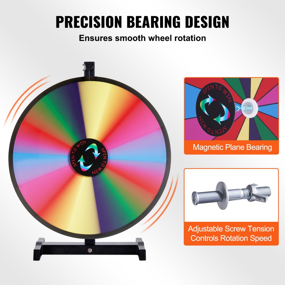 18 inch Spinning Prize Wheel, 14 Slots Tabletop Spinner, Heavy Duty Roulette Wheel with a Dry Erase and 2 Markers, Win Fortune Spin Games in Party Pub Trade Show Carnival