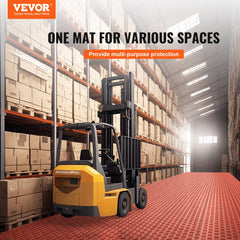 Red interlocking garage floor tiles, 12x12 inches, in a 50-pack for easy installation.