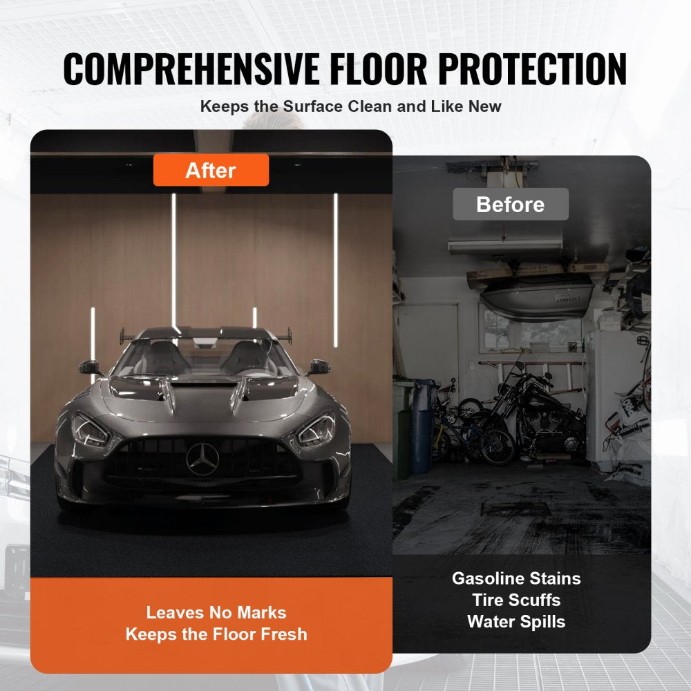 Waterproof Garage Floor Mat for Under Car, 4.9`x6` Compact Size Heavy Duty Containment Mat with Strong Grip, Protects Garage Floor from Water, Mud and Oil, For Garages,Greenhouses,Entrance