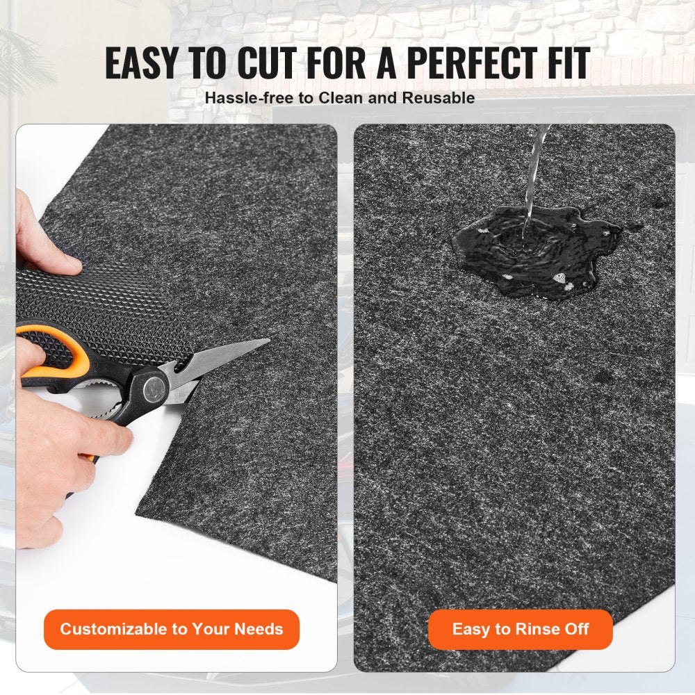 Waterproof Garage Floor Mat for Under Car, 4.9`x6` Compact Size Heavy Duty Containment Mat with Strong Grip, Protects Garage Floor from Water, Mud and Oil, For Garages,Greenhouses,Entrance