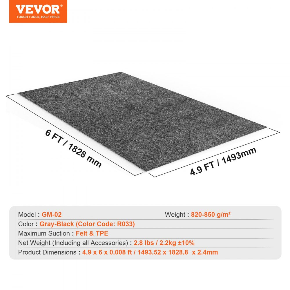 Waterproof Garage Floor Mat for Under Car, 4.9`x6` Compact Size Heavy Duty Containment Mat with Strong Grip, Protects Garage Floor from Water, Mud and Oil, For Garages,Greenhouses,Entrance