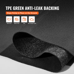 Gray-black Bostome waterproof non-slip garage floor mat, 6.6x8.5 ft, with TPE green anti-leak backing.