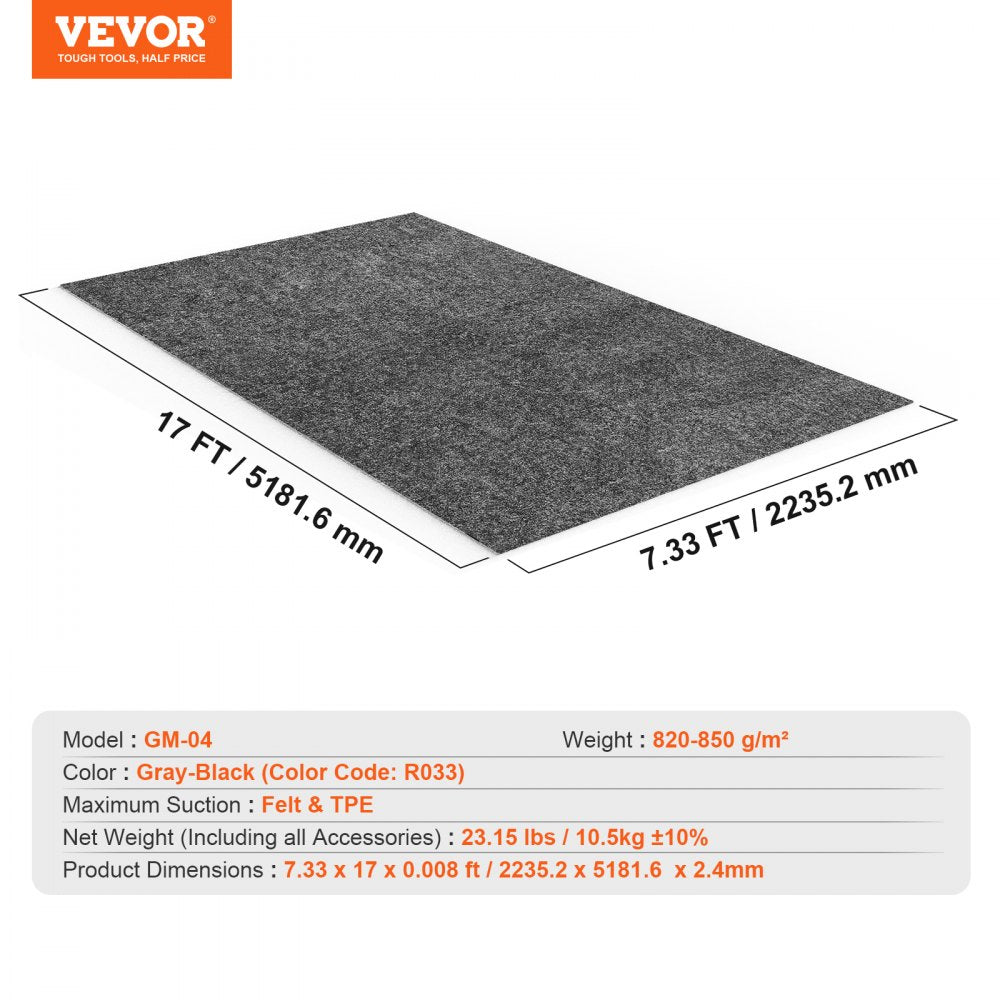 Bostome heavy duty garage floor mat, 7.4'x17', with waterproof TPE backing and non-slip surface.