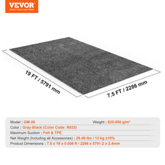 Garage Floor Mat, 7.6`x19` Waterproof Protection from Water,Snow, Rain,Mud and Oil for Cars, Non-slip Heavy Duty Containment Mat with TPE Anti-Leak Backing & Easy to Clean & Cuttable