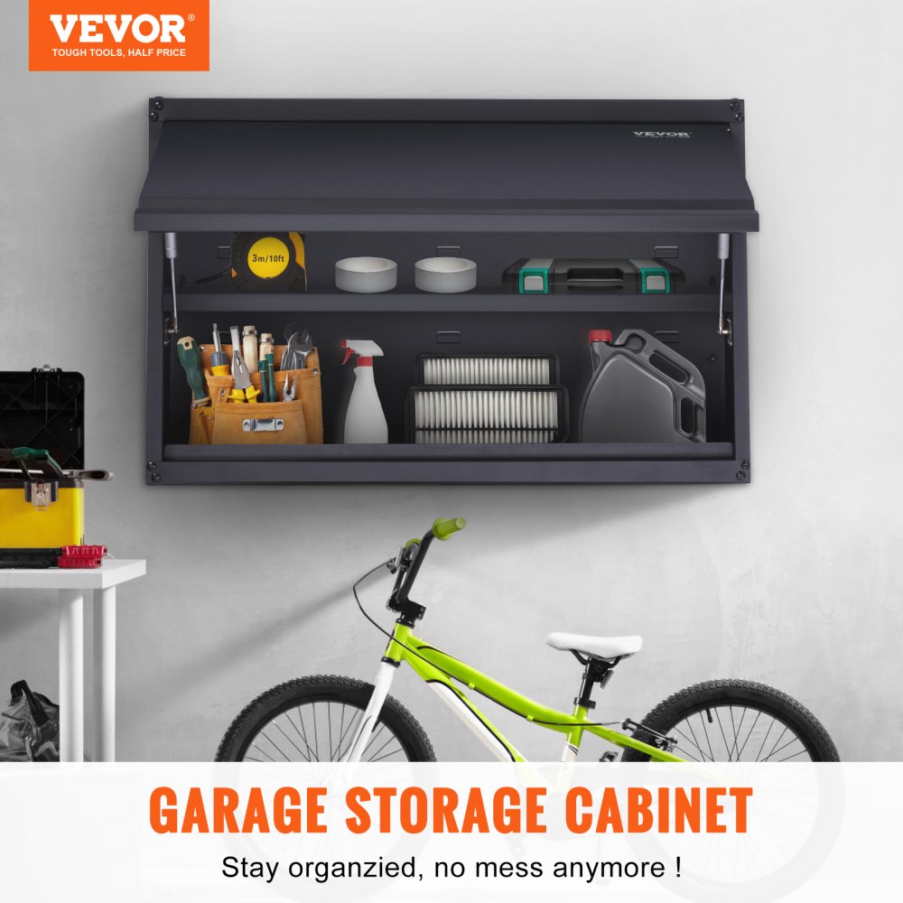 Metal Storage Cabinet, 120lbs Load Capacity per Shelf, 20`` Tall Wall-Mounted Powder-Coating Steel Garage Cabinet with Adjustable Shelf, Press to Lock & Open Door, Perfect for Office Home Garage