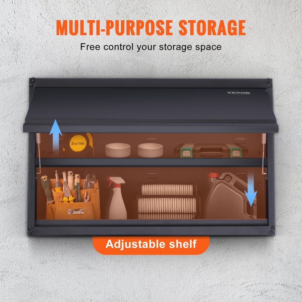 Metal Storage Cabinet, 120lbs Load Capacity per Shelf, 20`` Tall Wall-Mounted Powder-Coating Steel Garage Cabinet with Adjustable Shelf, Press to Lock & Open Door, Perfect for Office Home Garage