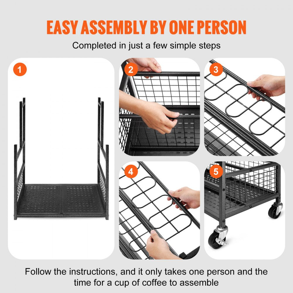 Garden Tool Organizer, 16 Slots with Hooks, Yard Tool Tower Rack with Wheels for Garage Organization and Storage, Hold Long-Handled Tool/Rake/Broom, Metal Tool Stand Holder for Shed, Outdoor