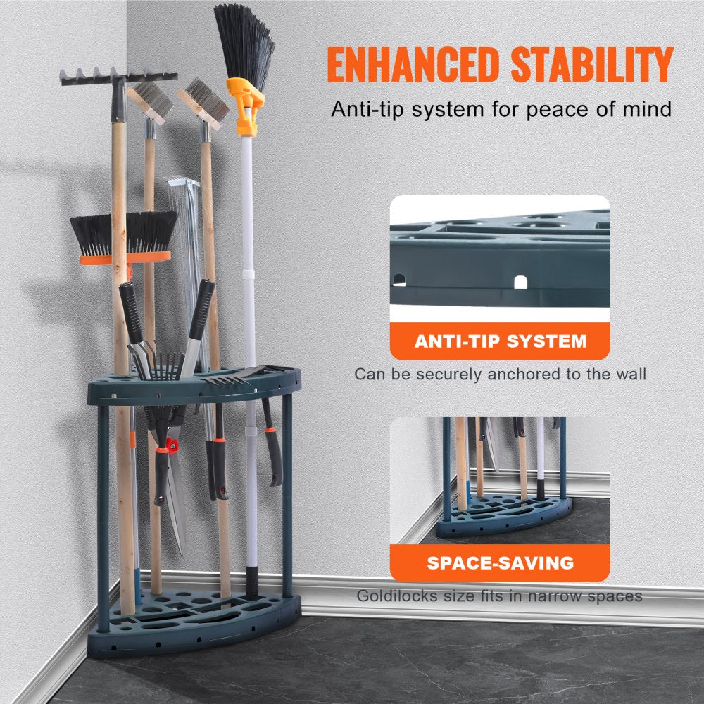 Garden Tool Organizer, 19 Slots, Yard Tool Tower Rack for Garage Organization and Storage, Hold Long-Handled Tool/Rake/Broom/Shovel, PP Garden Tool Stand Holder Organizer for Yard, Shed, Outdoor