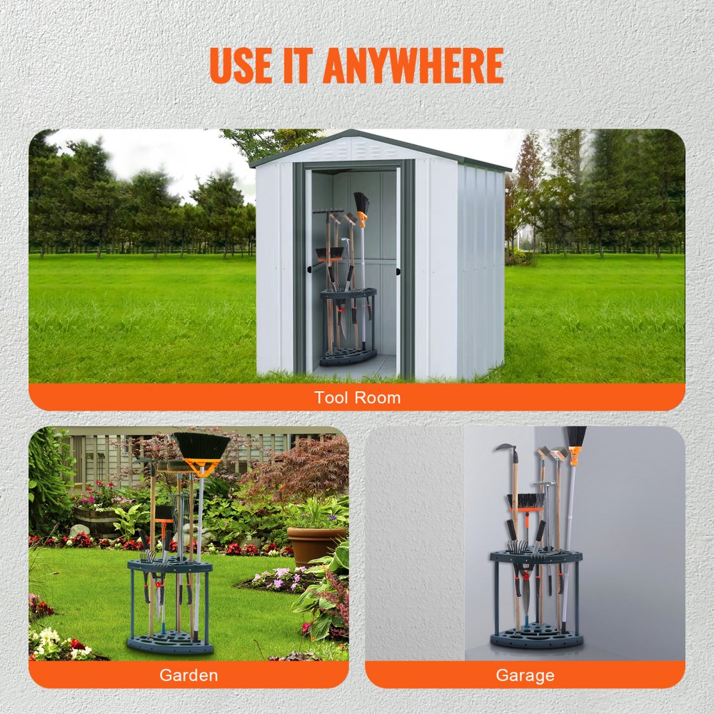 Garden Tool Organizer, 19 Slots, Yard Tool Tower Rack for Garage Organization and Storage, Hold Long-Handled Tool/Rake/Broom/Shovel, PP Garden Tool Stand Holder Organizer for Yard, Shed, Outdoor