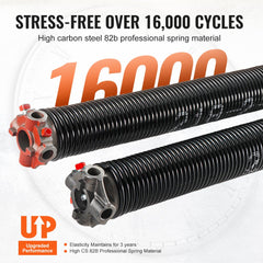 Garage Door Torsion Springs, Pair of 0.218 x 2 x 24inch, Garage Door Springs with Non-Slip Winding Bars, 16000 Cycles, Gloves and Mounting Wrench, Electrophoresis Coated for Replacement