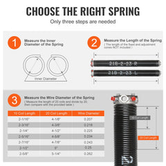 Garage Door Torsion Springs, Pair of 0.218 x 2 x 23inch, Garage Door Springs with Non-Slip Winding Bars, 16000 Cycles, Gloves and Mounting Wrench, Electrophoresis Coated for Replacement