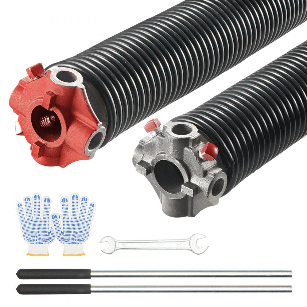 Garage Door Torsion Springs, 16000 Cycles, Pair of 0.25 x 2 x 30inch, Garage Door Springs with Non-Slip Winding Bars, Mounting Tool and Gloves, Electrophoresis Coated, for Replacement
