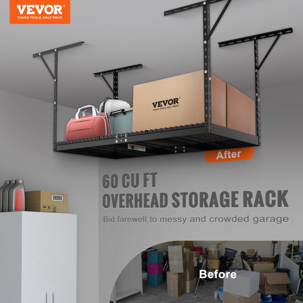 Overhead Garage Storage Rack, 3x6 Garage Ceiling Storage Racks, Heavy Duty Adjustable Cold Rolled Steel Racks for Garage Storage, Organization, 550 lbs Load Capacity, 22``-40"(Black)