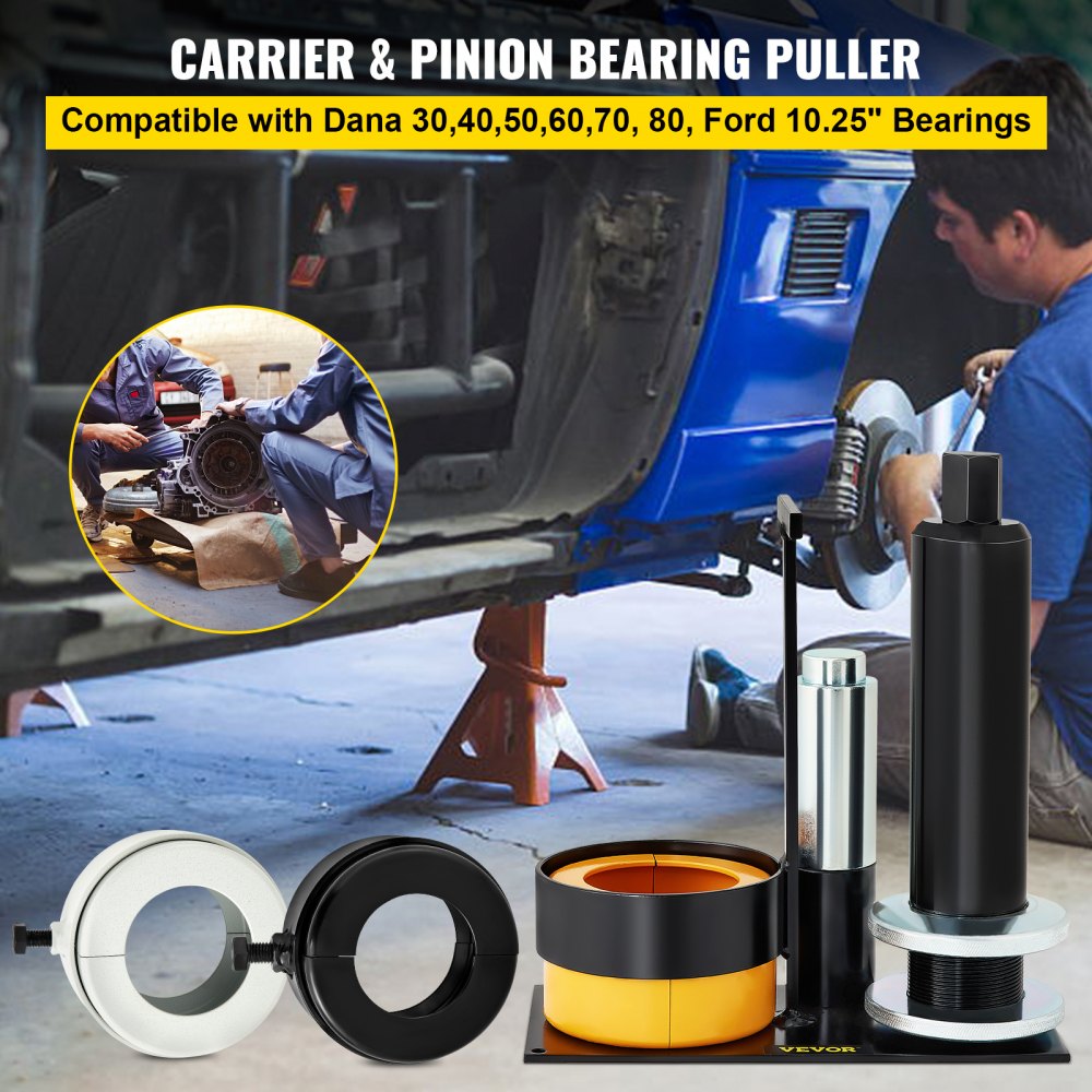 Carrier & Pinion Bearing Puller, Compatible with Dana 30,40,50,60,70, 80, Ford 10.25" Bearings, Pinion Puller Tool with 3 Clamshells, 45# Steel Clamshell Bearing Puller for Auto Repair