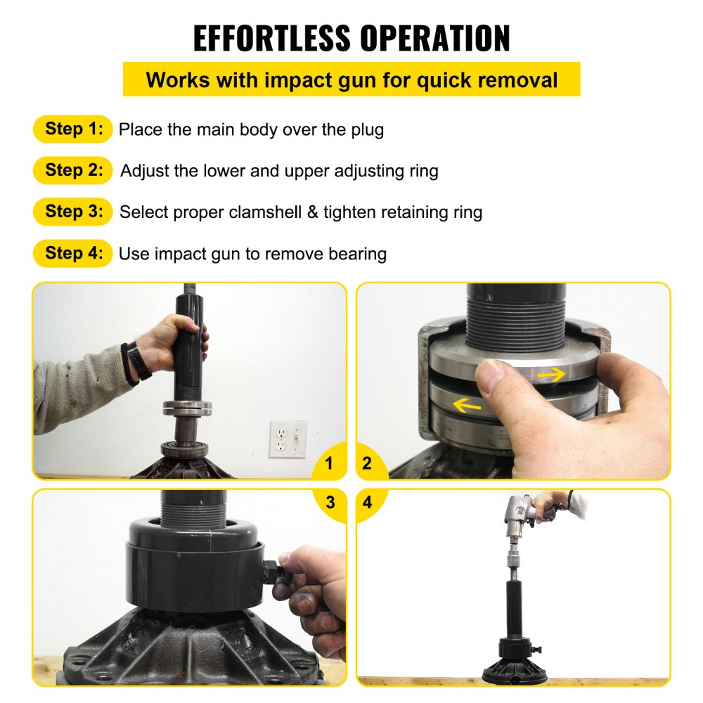 Carrier & Pinion Bearing Puller, Compatible with Dana 30, 40, 60, 70, Ford 9" Bearings, Pinion Puller Tool with 2 Clamshells, 45# Steel Clamshell Carrier Bearing Puller for Auto Repair