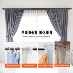 1 Inch Double Curtain Rods 36 to 72 Inches(3-6ft), Drapery Rods for Windows 24 to 68 Inches, Telescoping Dual Curtain Rod with Round Finials, Black
