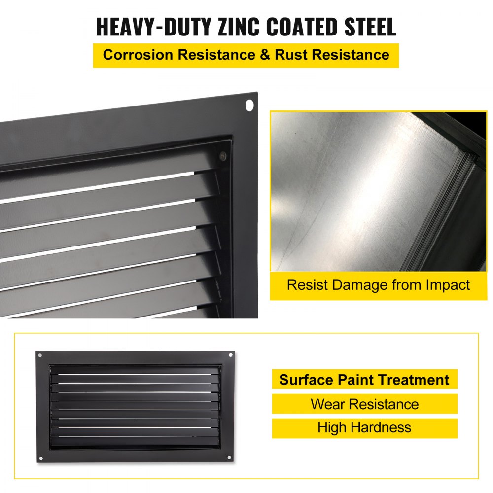 Black 16"x32" flood vent with detachable louvered plate for crawl spaces and foundations.