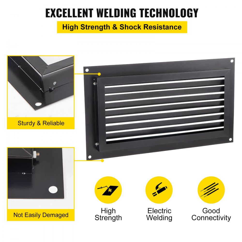 Black flood vent measuring 16"x32" designed for crawl spaces and foundation protection.