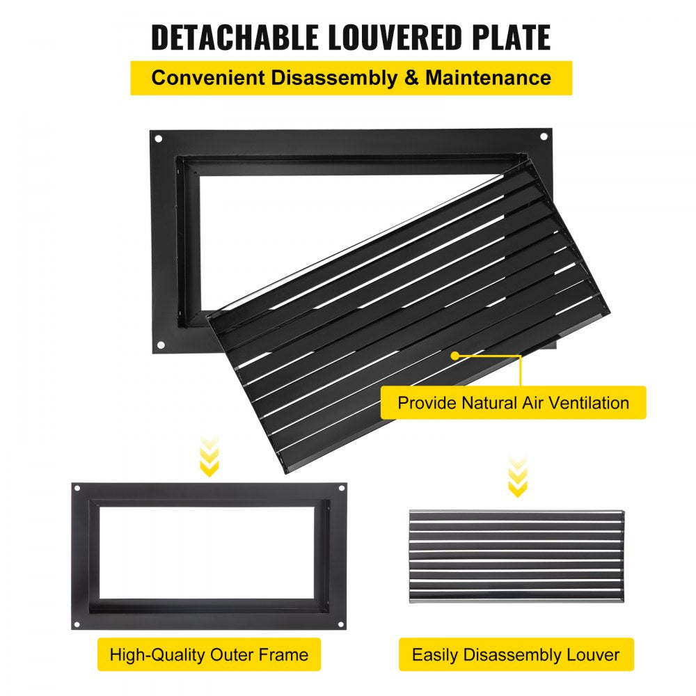Black flood vent measuring 16"x32" designed for crawl spaces and foundation protection.