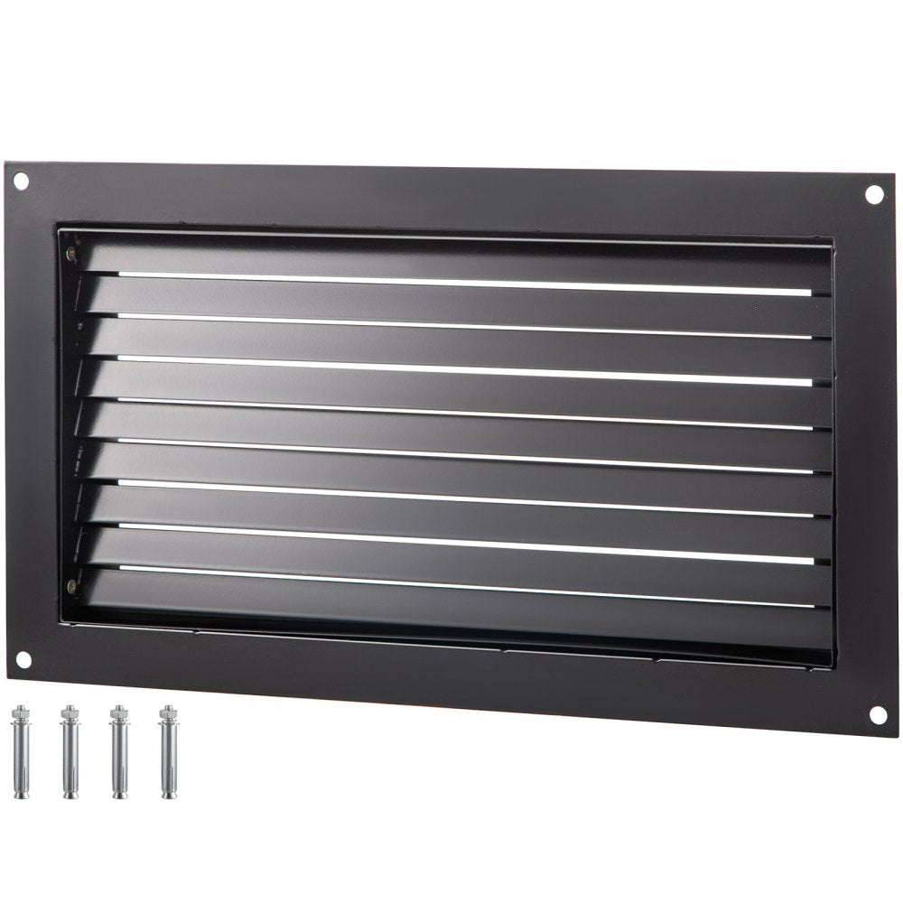 Black 16"x32" flood vent with detachable louvered plate for crawl spaces and foundations.