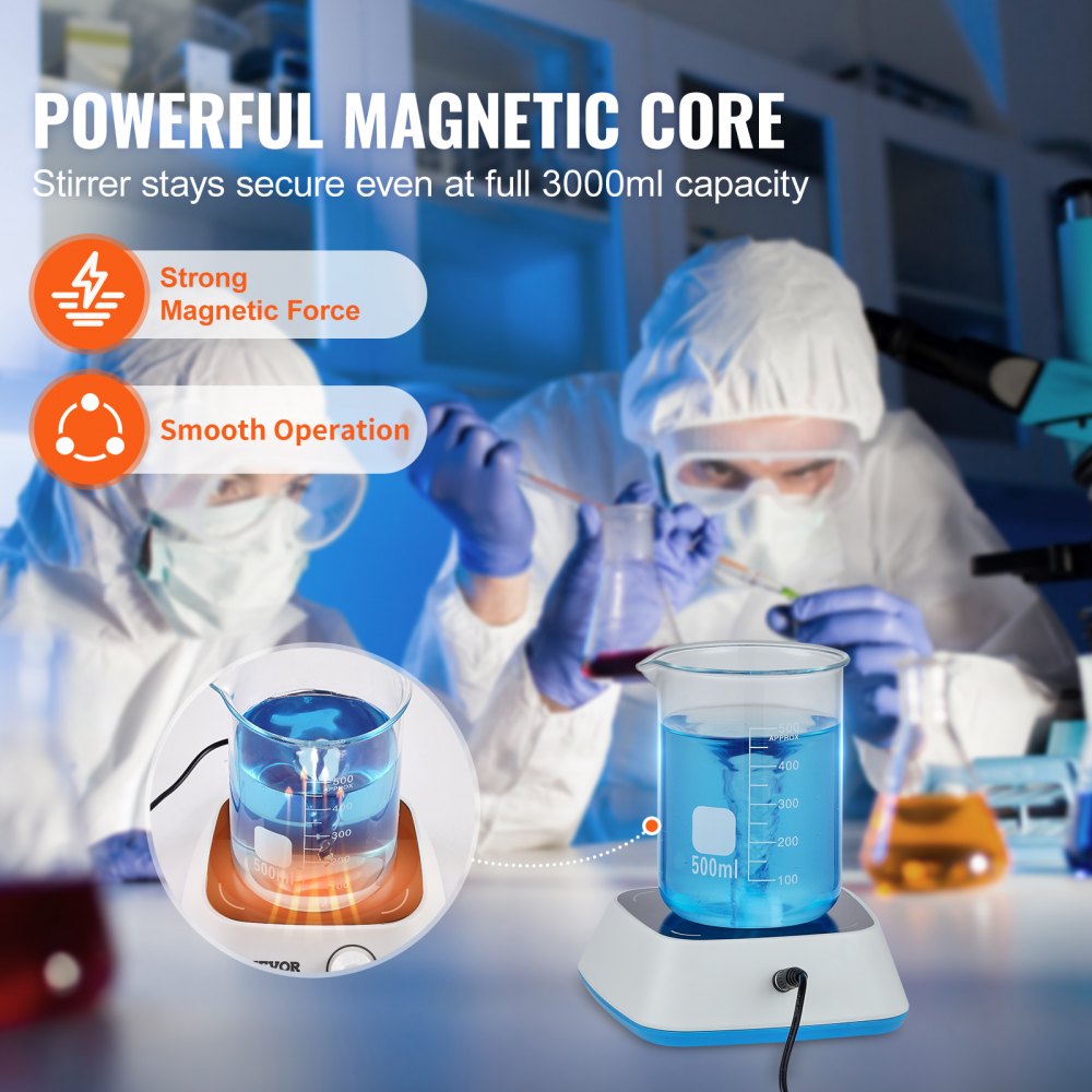 Magnetic Stirrer, 0-2000 RPM Stir Plate with Adjustable Speed Knob, 3000mL Plate Stirrer Kit, Stir Bar Included