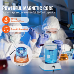 Magnetic Stirrer, 0-2000 RPM Stir Plate with Adjustable Speed Knob, 3000mL Plate Stirrer Kit, Stir Bar Included