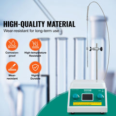 Magnetic Stirrer Hot Plate, Max 572°F/300°C, 0-2000 RPM Hot Plate with Magnetic Stirrer, 2000mL Hot Plate Stirrer with LED Screen, Support Stand and Stir Bars Included, 500W Heating Power