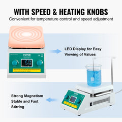Magnetic Stirrer Hot Plate, Max 572°F/300°C, 0-2000 RPM Hot Plate with Magnetic Stirrer, 2000mL Hot Plate Stirrer with LED Screen, Support Stand and Stir Bars Included, 500W Heating Power