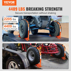 Wheel Chock Tie Down Kit, 2" x 96" Tie Down Strap Kit, Heavy Duty Trailer Tie Down System for 10"-23" Wheels, ATV, UTV, Trailer, Mower, Wheel Chock & Tie-Down Accessories, 4-Pack