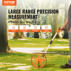 Measuring Wheel in Feet, 12.5 in Wheel Diameter, 39.37-15.75 in Telescoping Measure Wheel, Measurement 0-9,999Ft with Back Bag, Suitable for Lawn/Hard/Soft/Wood Road Measuring