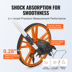Measuring Wheel in Feet, 12.5 in Wheel Diameter, 39.37-15.75 in Telescoping Measure Wheel, Measurement 0-9,999Ft with Back Bag, Suitable for Lawn/Hard/Soft/Wood Road Measuring