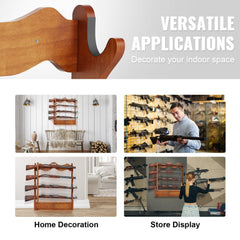 Gun Rack, Wood Gun Rack Wall Mount, Gun Display Rack holds 4 Rifles, Shotguns, 132 lb Heavy Duty Wall Storage Display Rifle Rack with Soft Padding