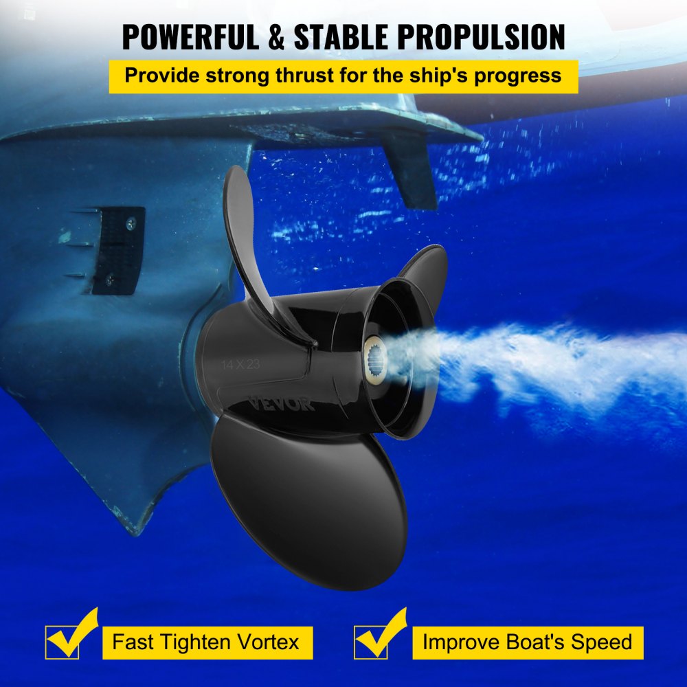 Outboard Propeller, Replace for OEM 3817470, 3 Blades 14 " x 23 " Pitch Aluminium Boat Propeller, Compatible with Volvo Penta SX Drive All Models, with 19 Tooth Splines, RH