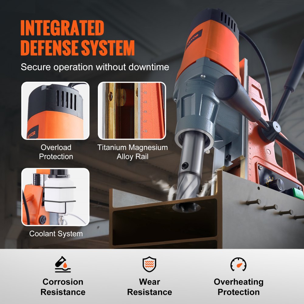 Bostome 1550W Magnetic Drill Press with variable speed and ergonomic handle for precise boring.