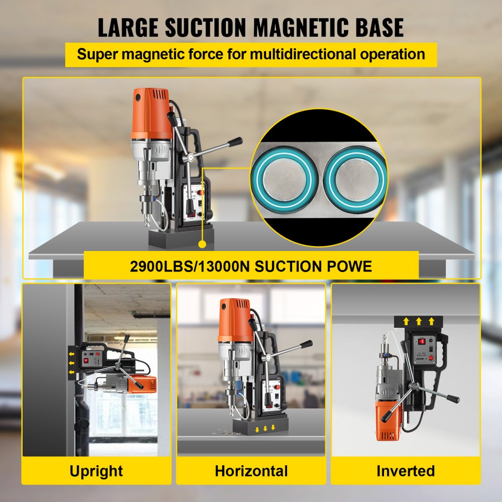 Bostome 1550W Magnetic Drill Press with 11 HSS bits and a 2900lbs magnetic force.