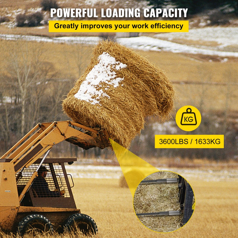 Bostome 39" hay bale spear with a sharp tapered point and quick-attach system for easy use.
