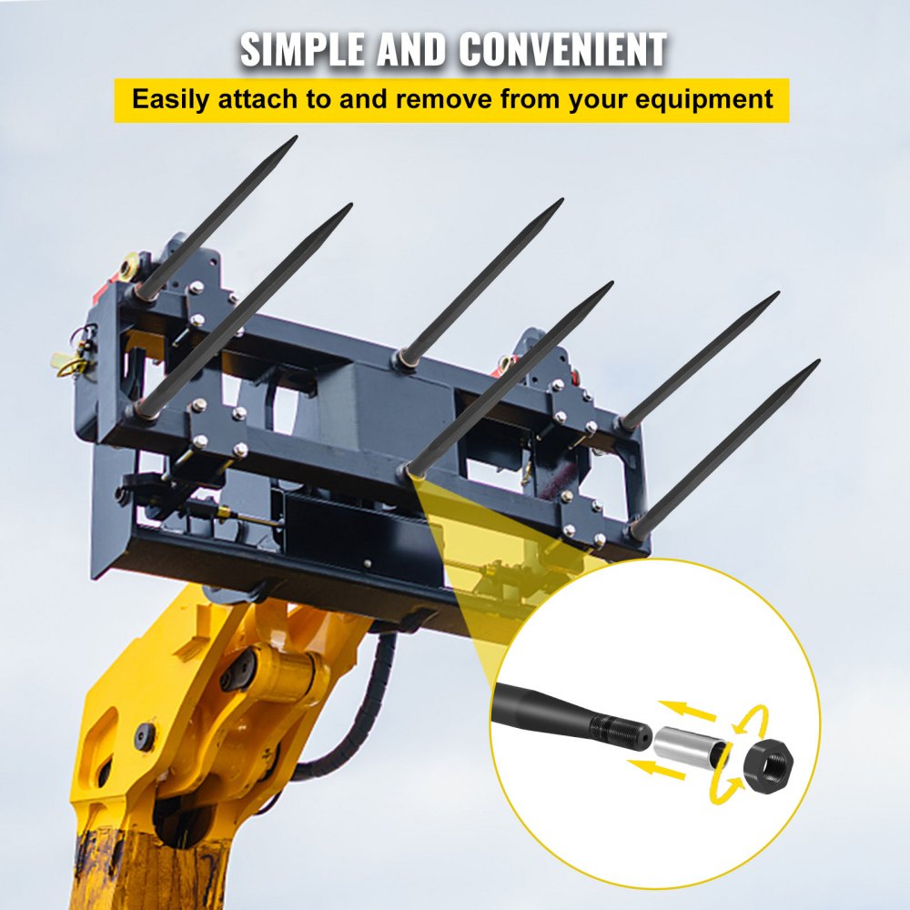 Bostome 39" hay bale spear with a sharp tapered point and quick-attach system for easy use.