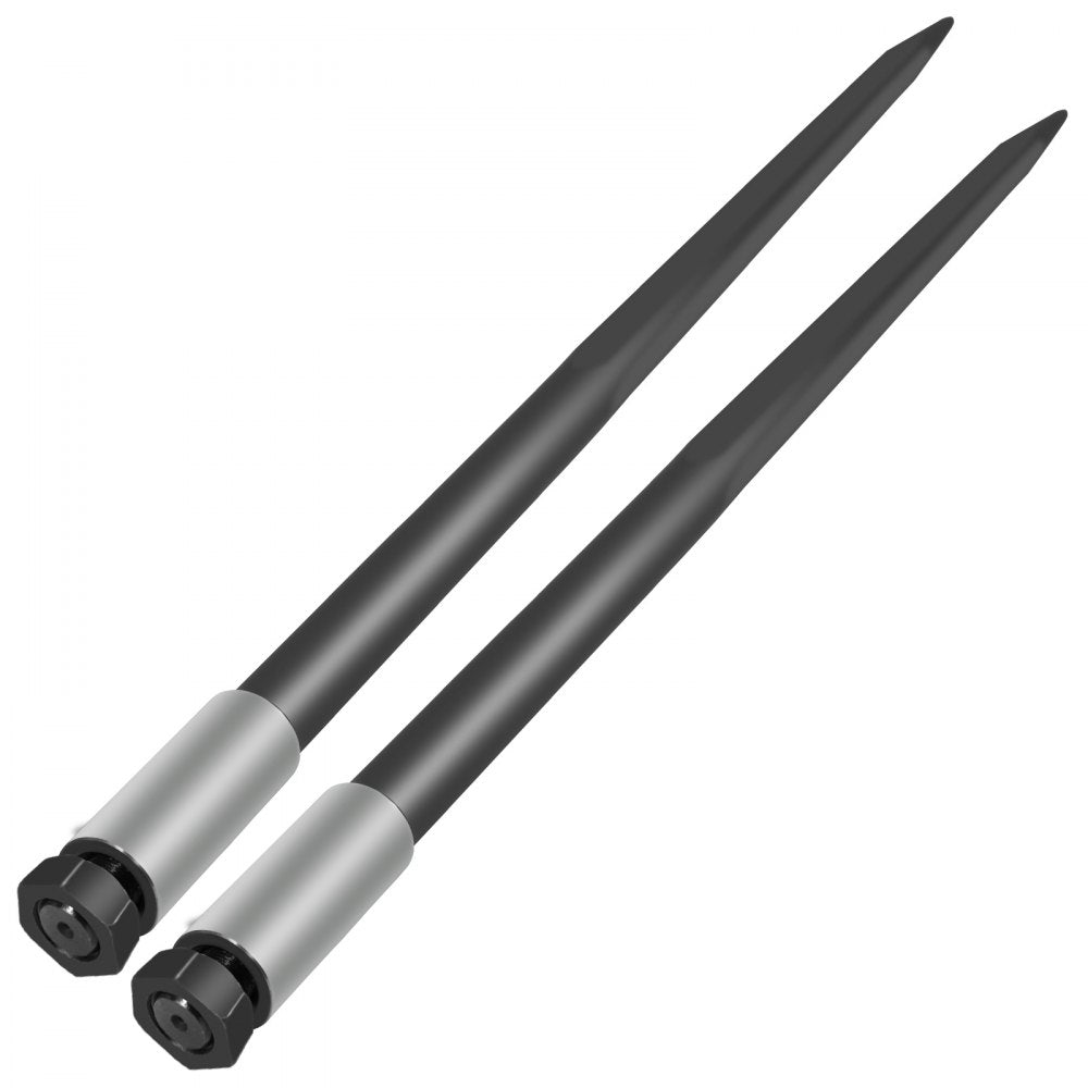 Hay Spear Spears 49" Hay Bale Spear Spike, 4000 lbs Capacity Quick Attach Square Hay Bale Spears, 2 Pics Black Bale Forks, Bale Hay Spike with Hex Nut & Sleeve for Buckets Tractors Loaders
