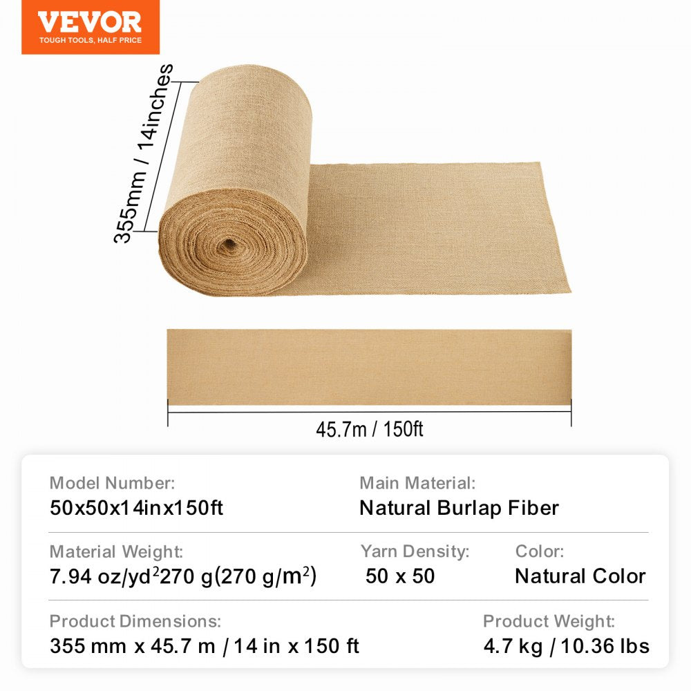 Burlap Fabric Roll Burlap Tree Wrap 14 in x 150 ft for Crafts & Plants