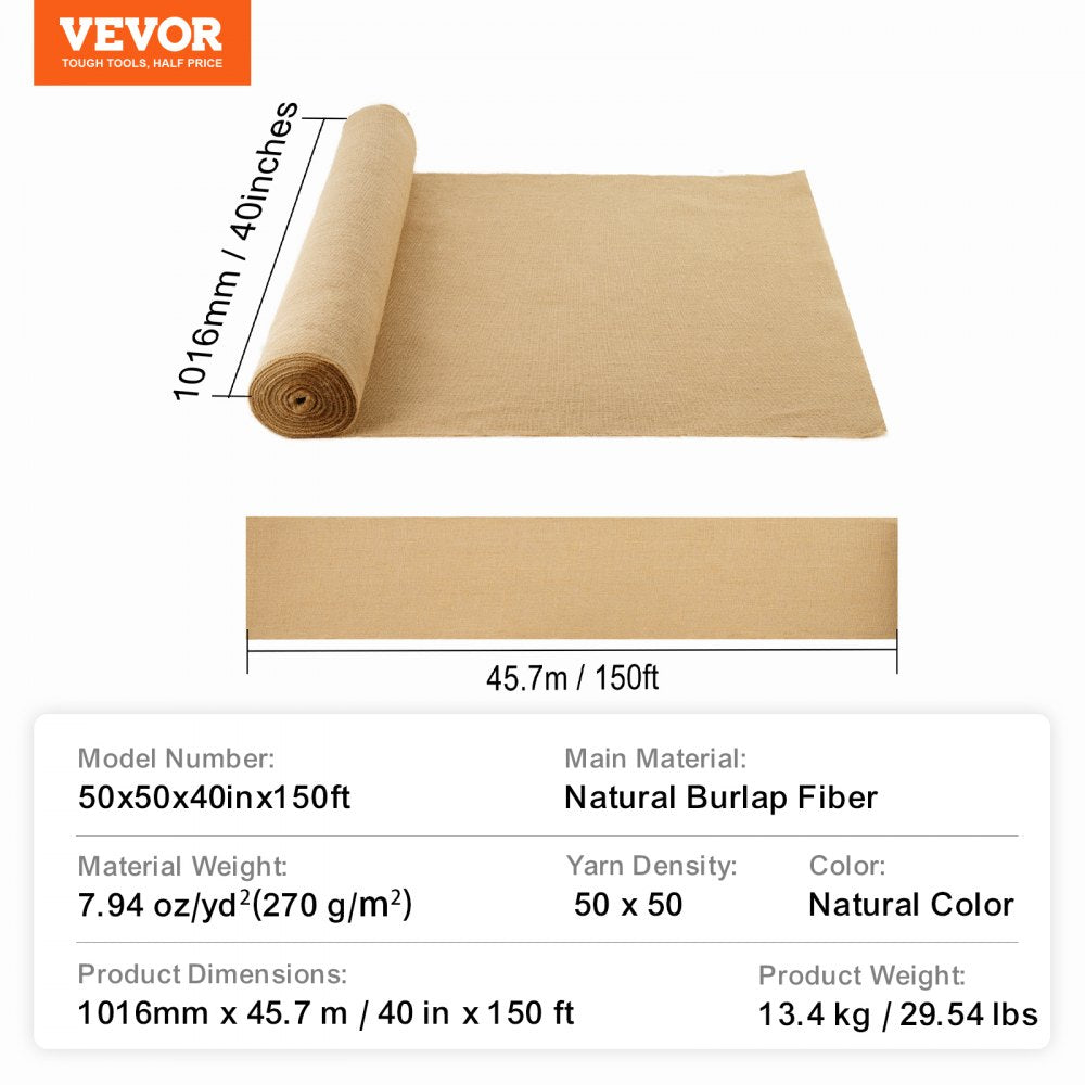 Burlap Fabric Roll Burlap Tree Wrap 40 in x 150 ft for Crafts & Plants