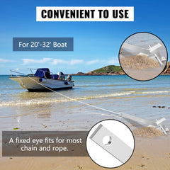 Boat Anchor Kit 13 lb Fluke Style Anchor, Hot Dipped Galvanized Steel Fluke Anchor, Marine Anchor with Anchor, Shackles, Chain, Rope for Boat Mooring on The Beach, Boats from 20`-32`