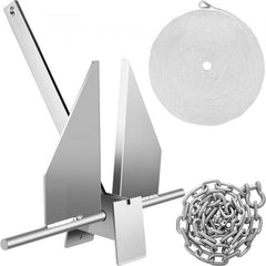 Boat Anchor Kit 8.5 lb Fluke Style Anchor, Hot Dipped Galvanized Steel Fluke Anchor, Marine Anchor with Anchor, Rope, Shackles, Chain for Boat Mooring on The Beach, Boats from 15`-24`
