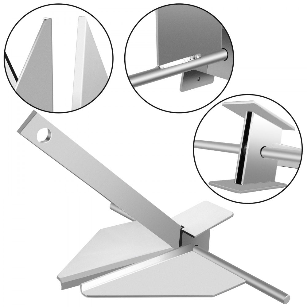 Boat Anchor Kit 8.5 lb Fluke Style Anchor, Hot Dipped Galvanized Steel Fluke Anchor, Marine Anchor with Anchor, Rope, Shackles, Chain for Boat Mooring on The Beach, Boats from 15`-24`