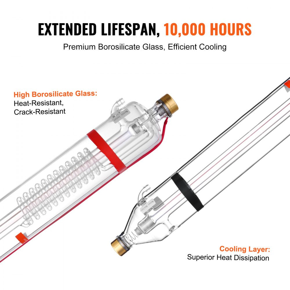 100W CO2 Laser Tube 57 in / 1450 mm Borosilicate Glass Laser Cutter Tube