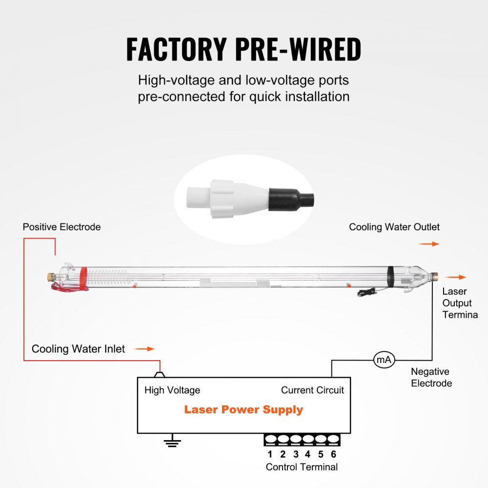 100W CO2 Laser Tube 57 in / 1450 mm Borosilicate Glass Laser Cutter Tube