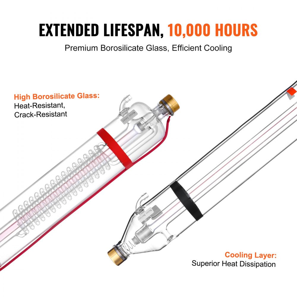 130W CO2 Laser Tube 65 in / 1650 mm Borosilicate Glass Laser Cutter Tube
