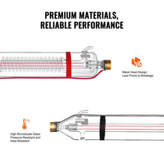 130W CO2 Laser Tube 65 in / 1650 mm Borosilicate Glass Laser Cutter Tube