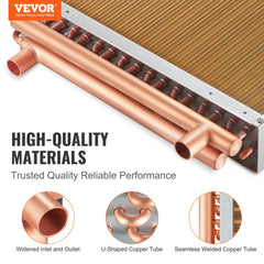 Heat Exchanger Water to Air, 18"x 20" with 3-Row 3/8" Copper Ports, 242 Aluminum Fins Heat Exchanger for Outdoor Wood Furnaces, Residential Heating and Cooling, and Forced Air Heating