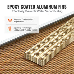 Heat Exchanger Water to Air, 18"x 20" with 3-Row 3/8" Copper Ports, 242 Aluminum Fins Heat Exchanger for Outdoor Wood Furnaces, Residential Heating and Cooling, and Forced Air Heating