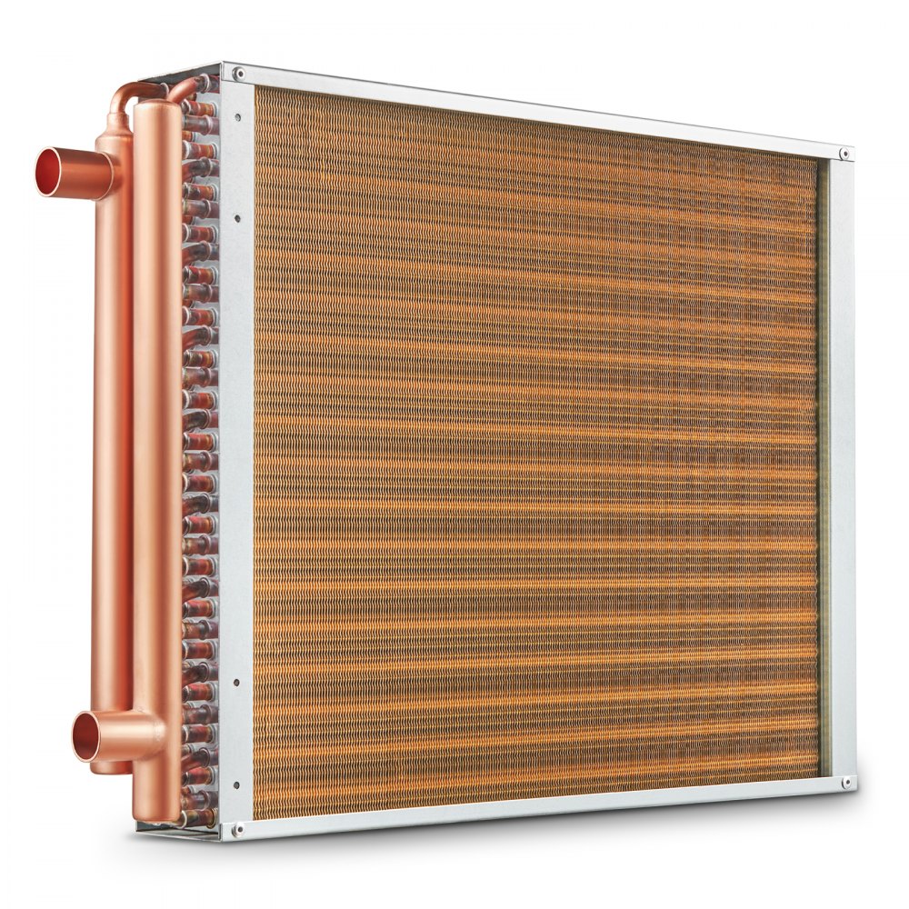 Heat Exchanger Water to Air, 18"x 20" with 3-Row 3/8" Copper Ports, 242 Aluminum Fins Heat Exchanger for Outdoor Wood Furnaces, Residential Heating and Cooling, and Forced Air Heating